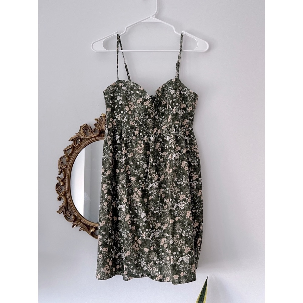 NWOT Reformation Green Floral Mini Dress Sz 4
